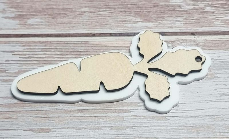 Easter Carrot White Acrylic &amp; Plywood 3mm Tag