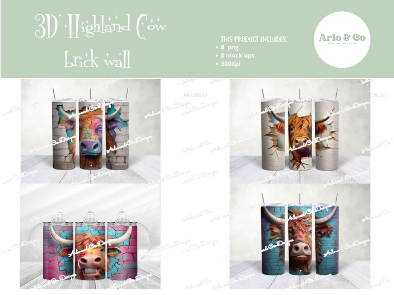 3d-highland-cow-tumbler-wrap-set-digital-download