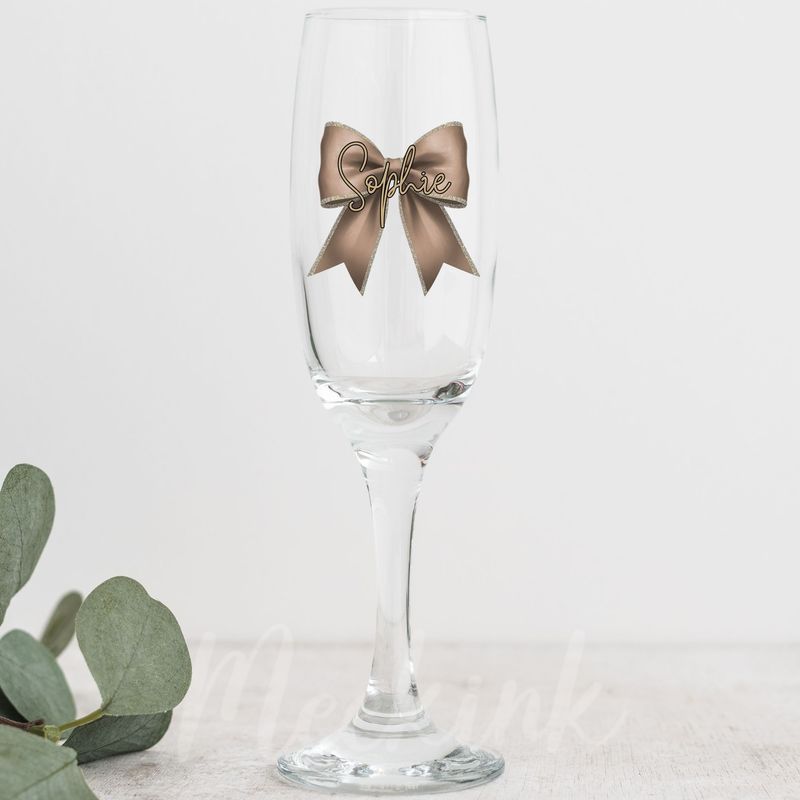 Chocolate Beige Personalised Bow Decal UV DTF Decal