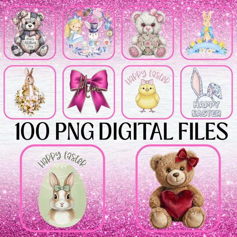 100 x Easter - Valentines &amp; Mothers Day Digital Designs PNG's