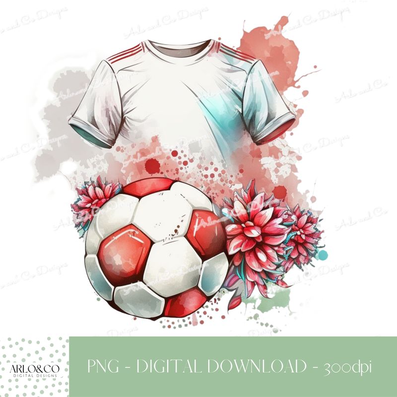 red-watercolour-floral-football-kit-digital-download
