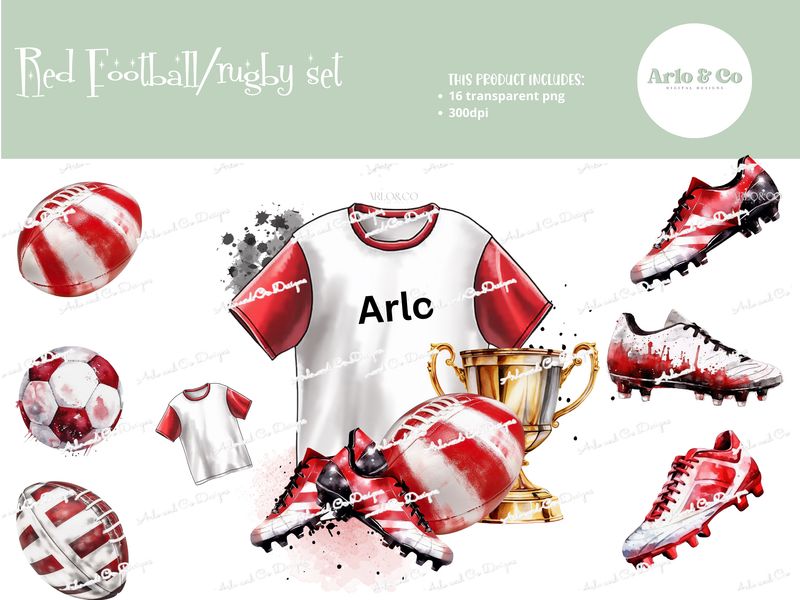 red-watercolour-football-rugby-kit-set-digital-download