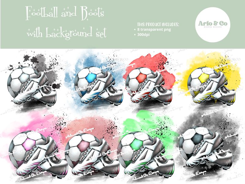 football-boots-and-ball-with-background-bundle-set-digital-download