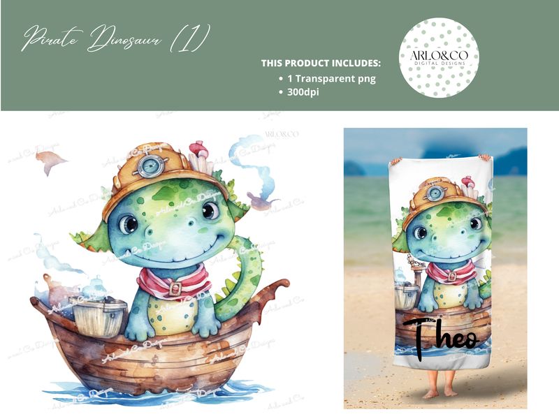 watercolour-pirate-dinosaur-1-digital-download