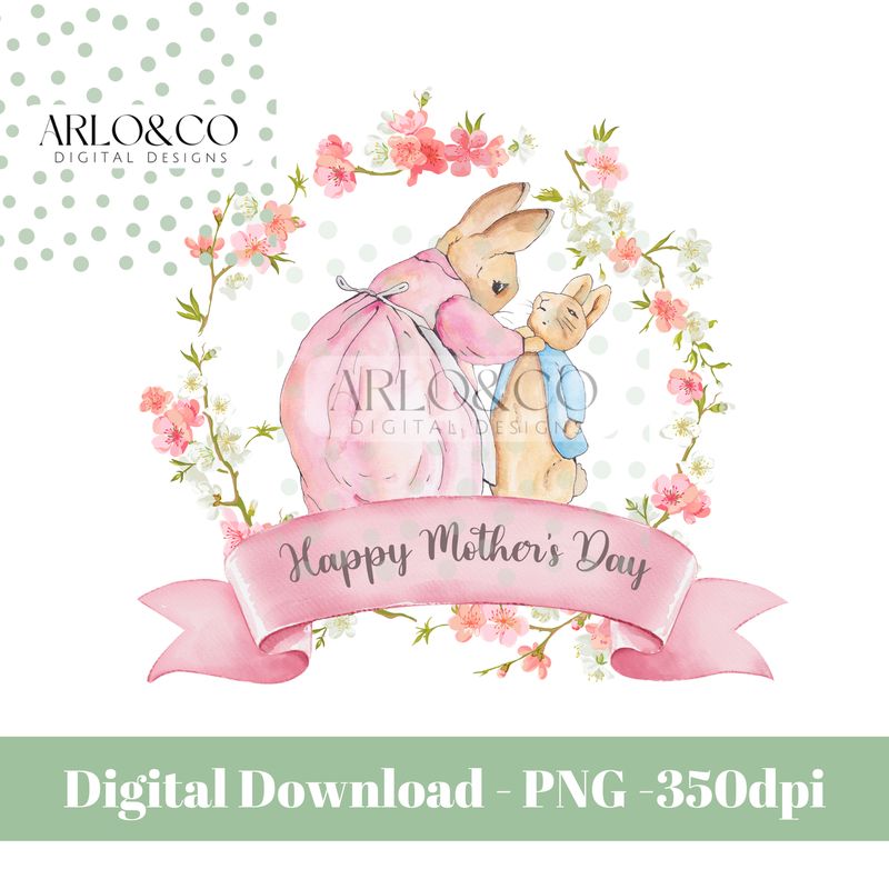 rabbit-mother-day-frame-and-banner-digital-design