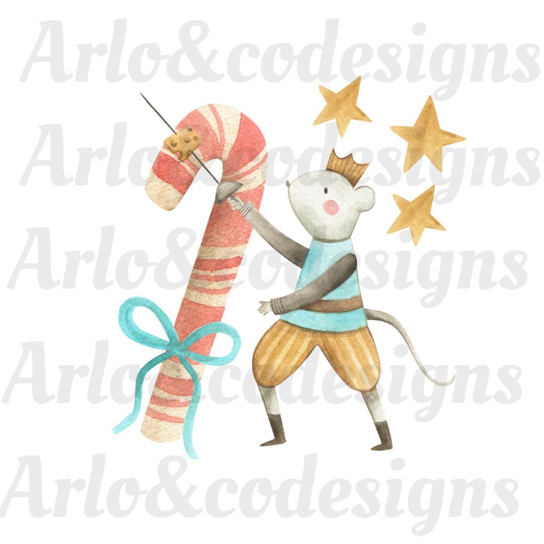 watercolour-christmas-the-mouse-king-candy-cane-digital-download