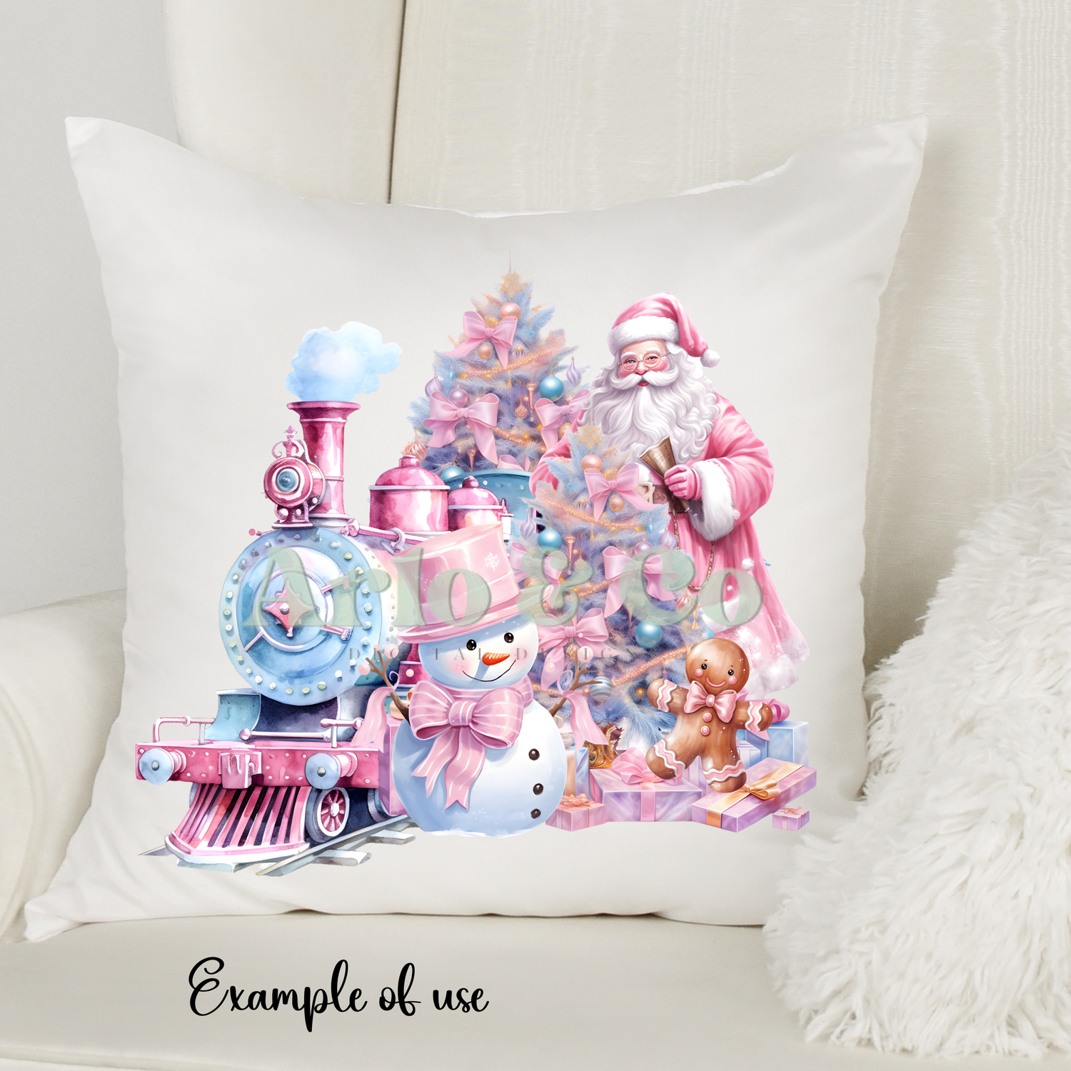 pink-santa-christmas-train-clipart-digital-download