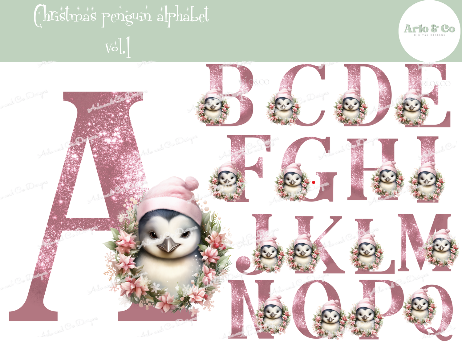 christmas-penguin-alphabet-clipart-set-vol-1-digital-download