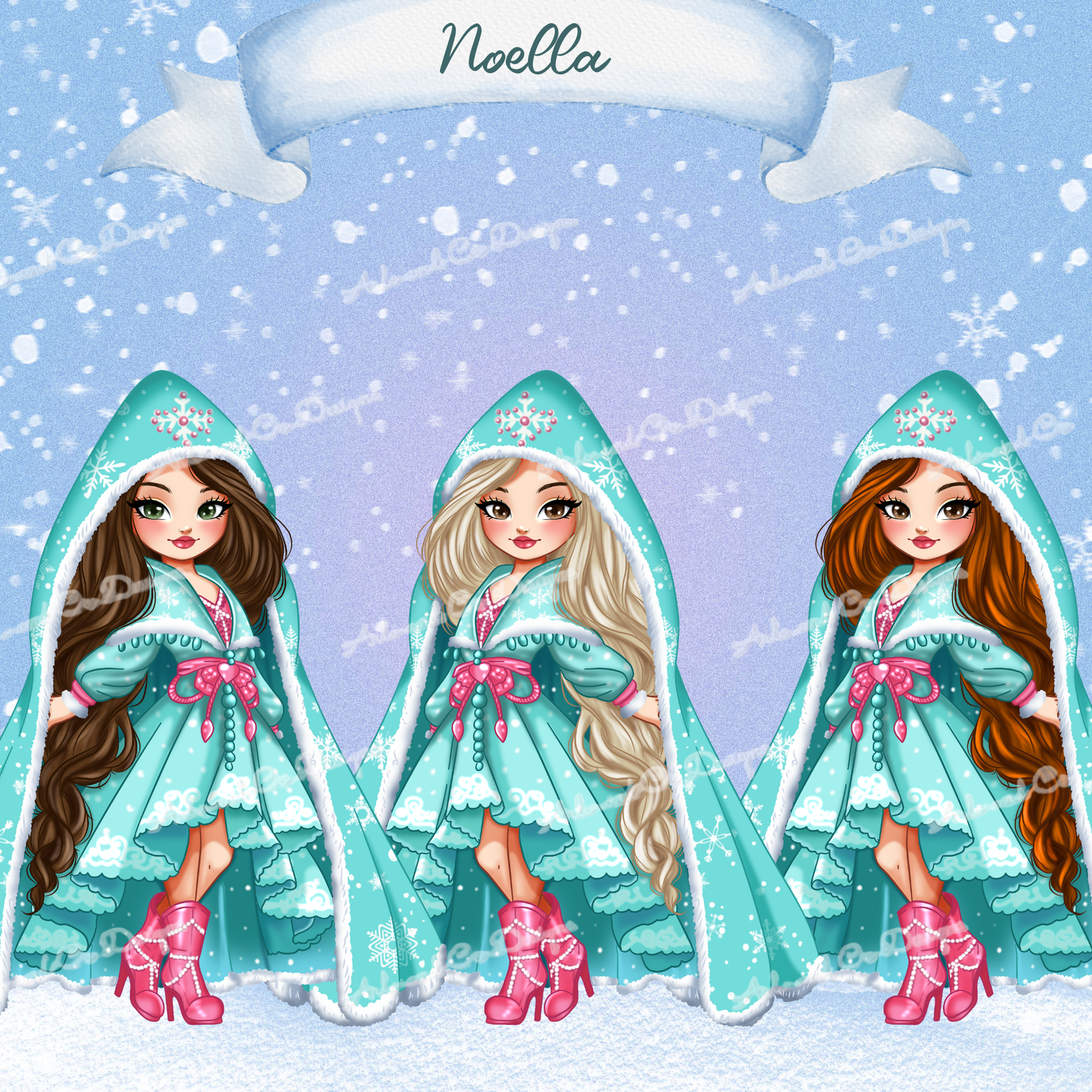 noella-christmas-princess-character-girls-with-tree-and-gifts-clipart-doll-digital-download