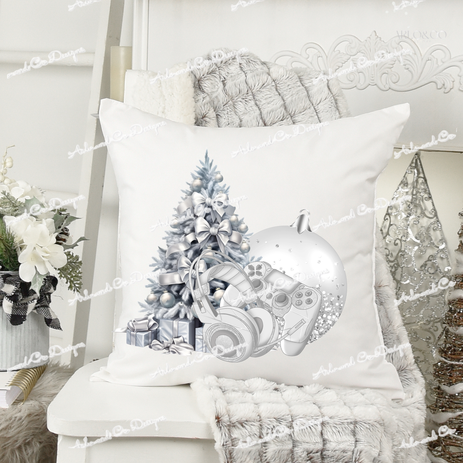 silver-christmas-gaming-clipart-design-digital-download