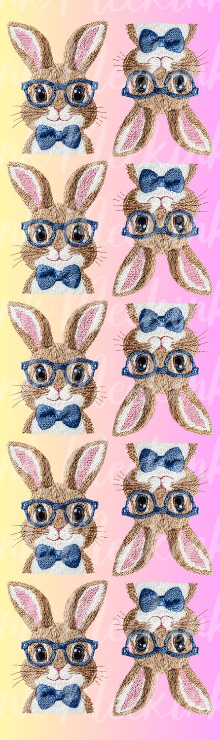 1 Metre Faux Embroidery Effect Blue Rabbit DTF Decal