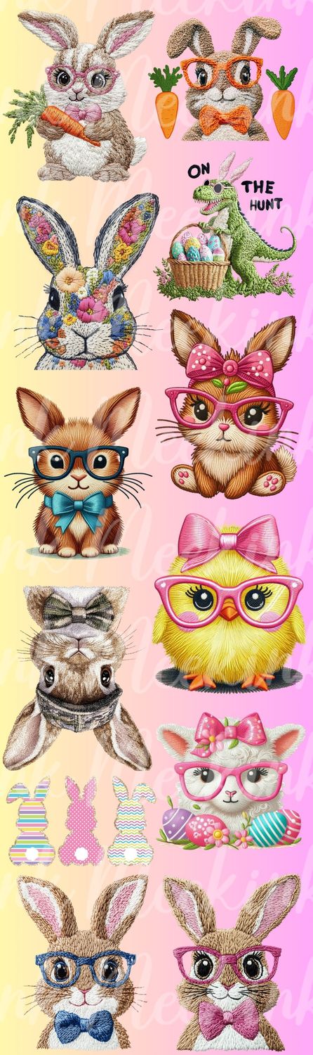 1 Metre Mixed Faux Embroidery Effect Patch Mixed Easter DTF Decal