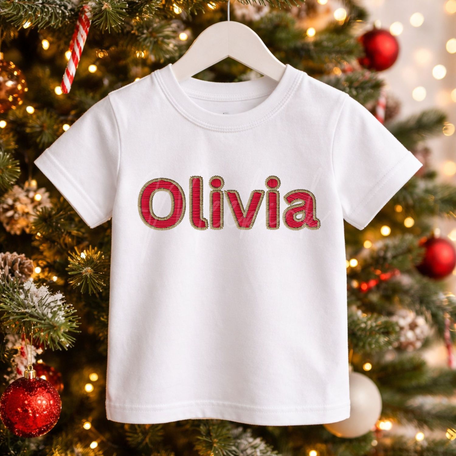 Faux Embroidery Christmas Names DTF Decal