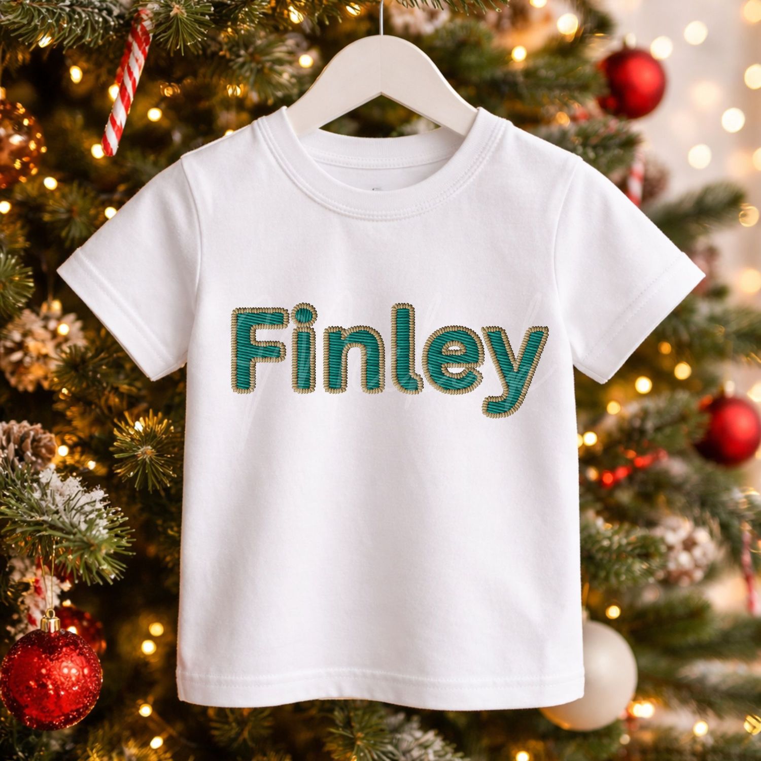 Faux Embroidery Christmas Names DTF Decal