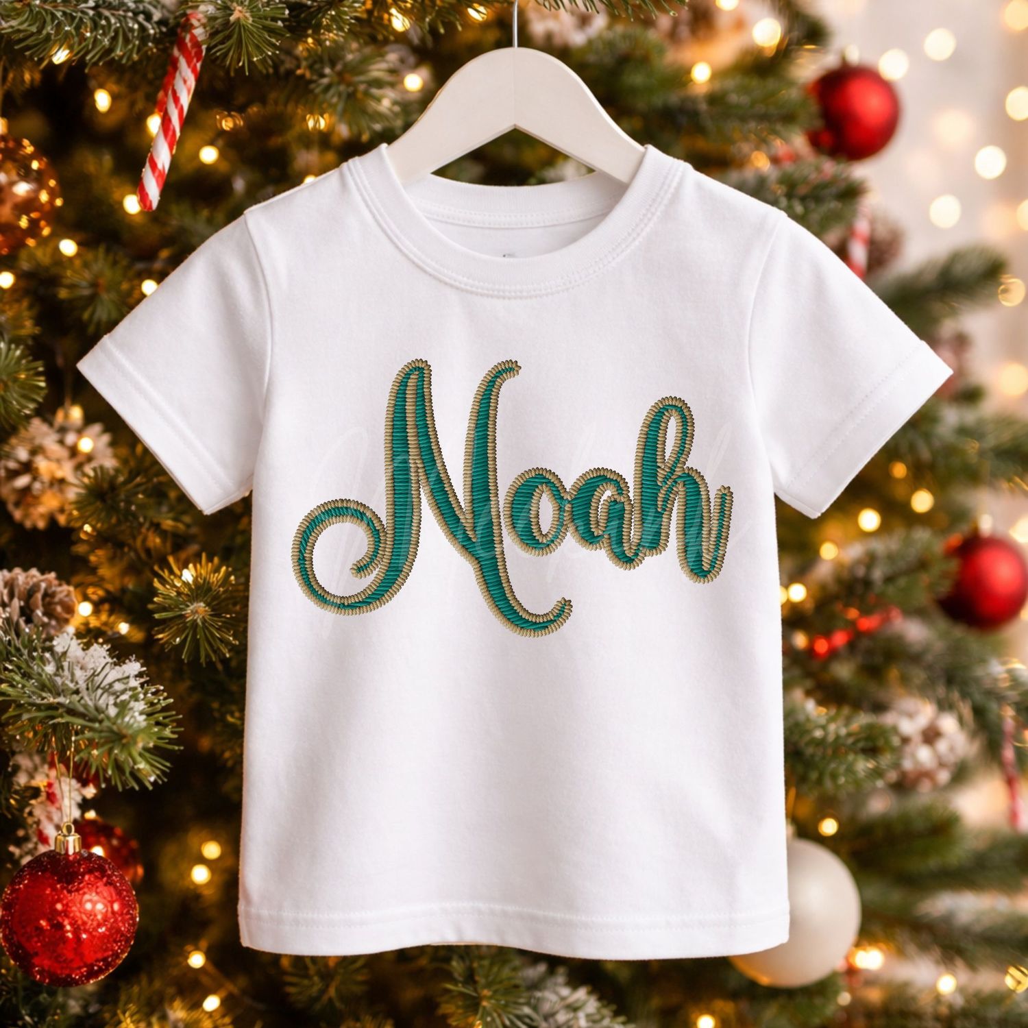 Faux Embroidery Christmas Names DTF Decal