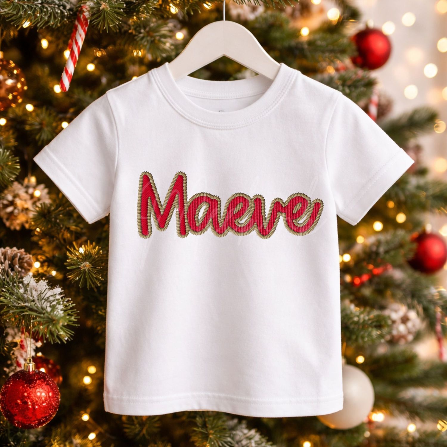 Faux Embroidery Christmas Names DTF Decal