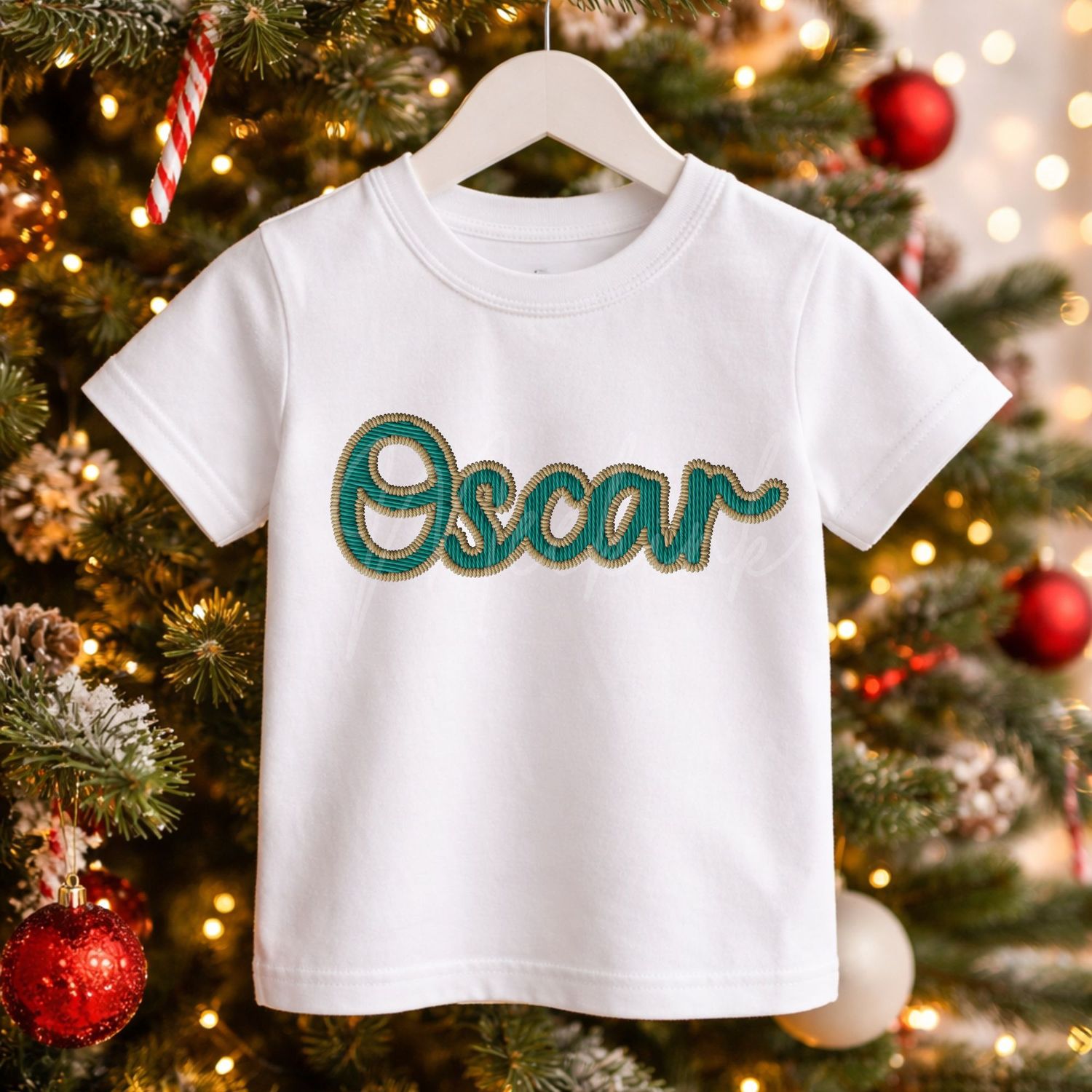 Faux Embroidery Christmas Names DTF Decal