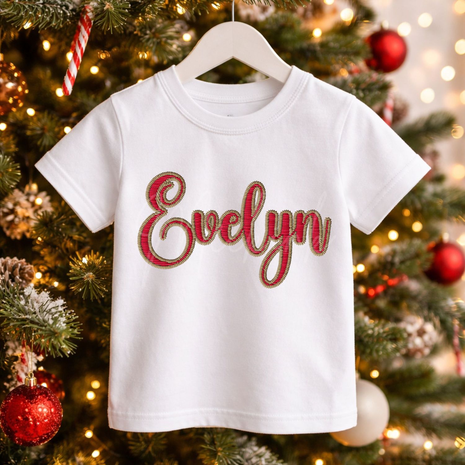 Faux Embroidery Christmas Names DTF Decal