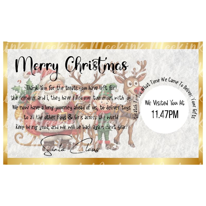 Santa Note &amp; Time Scratch Card PNG Digital Download