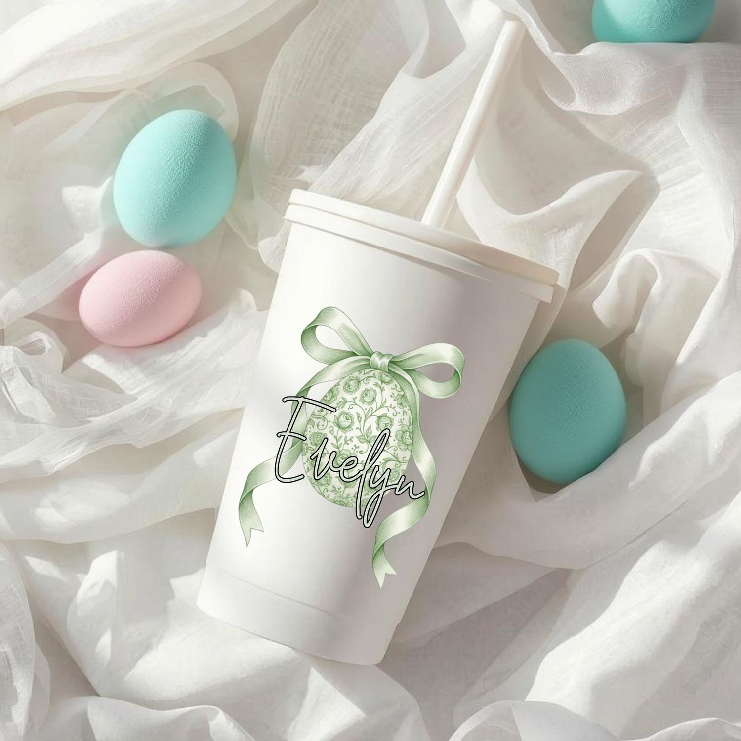 Sage Green Easter Egg Bow DTF or UVDTF Decal