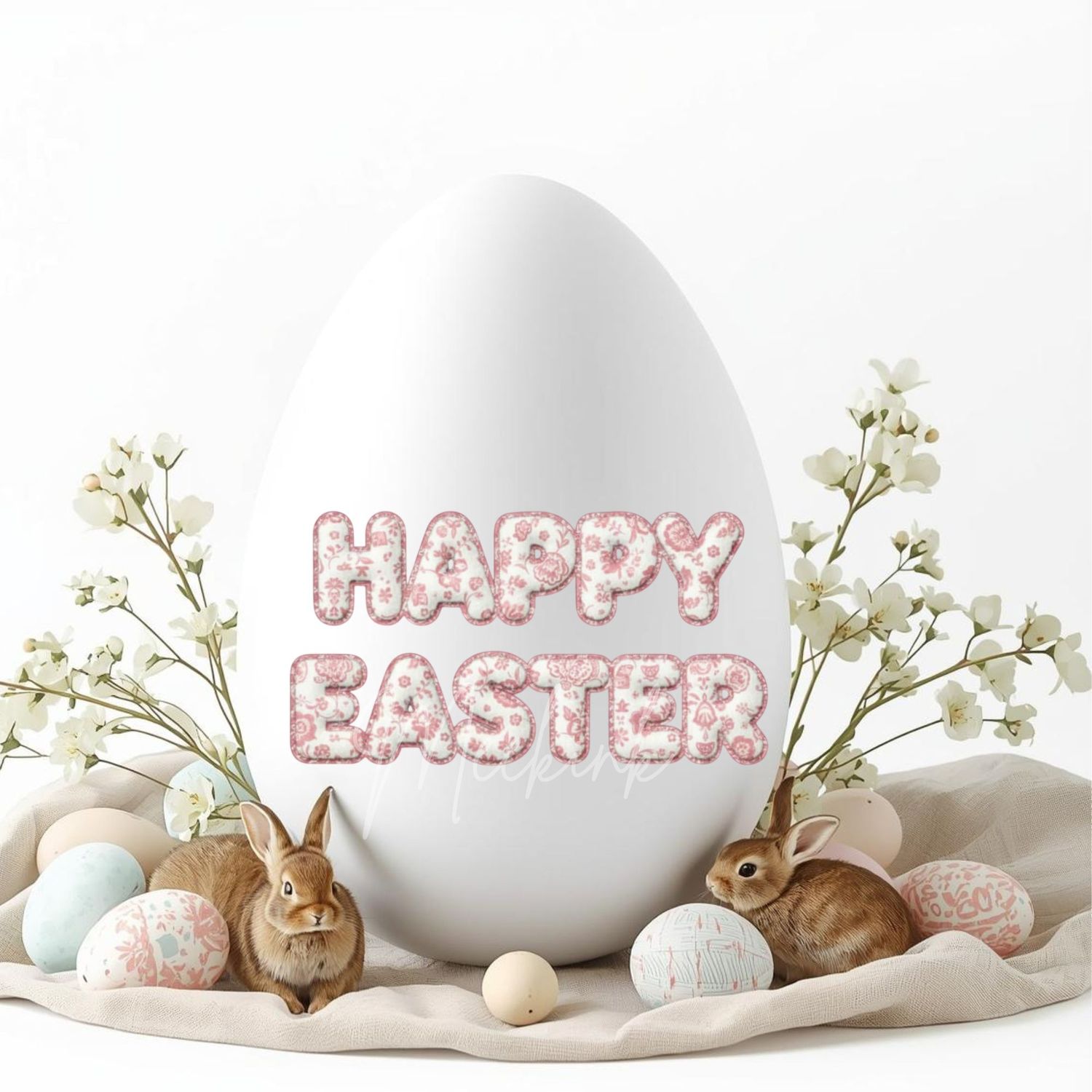 Happy Easter Pink Patterned DTF or UVDTF Decal