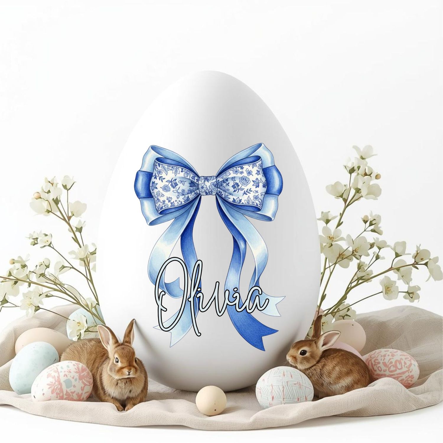 Blue Easter Bow DTF or UVDTF Decal
