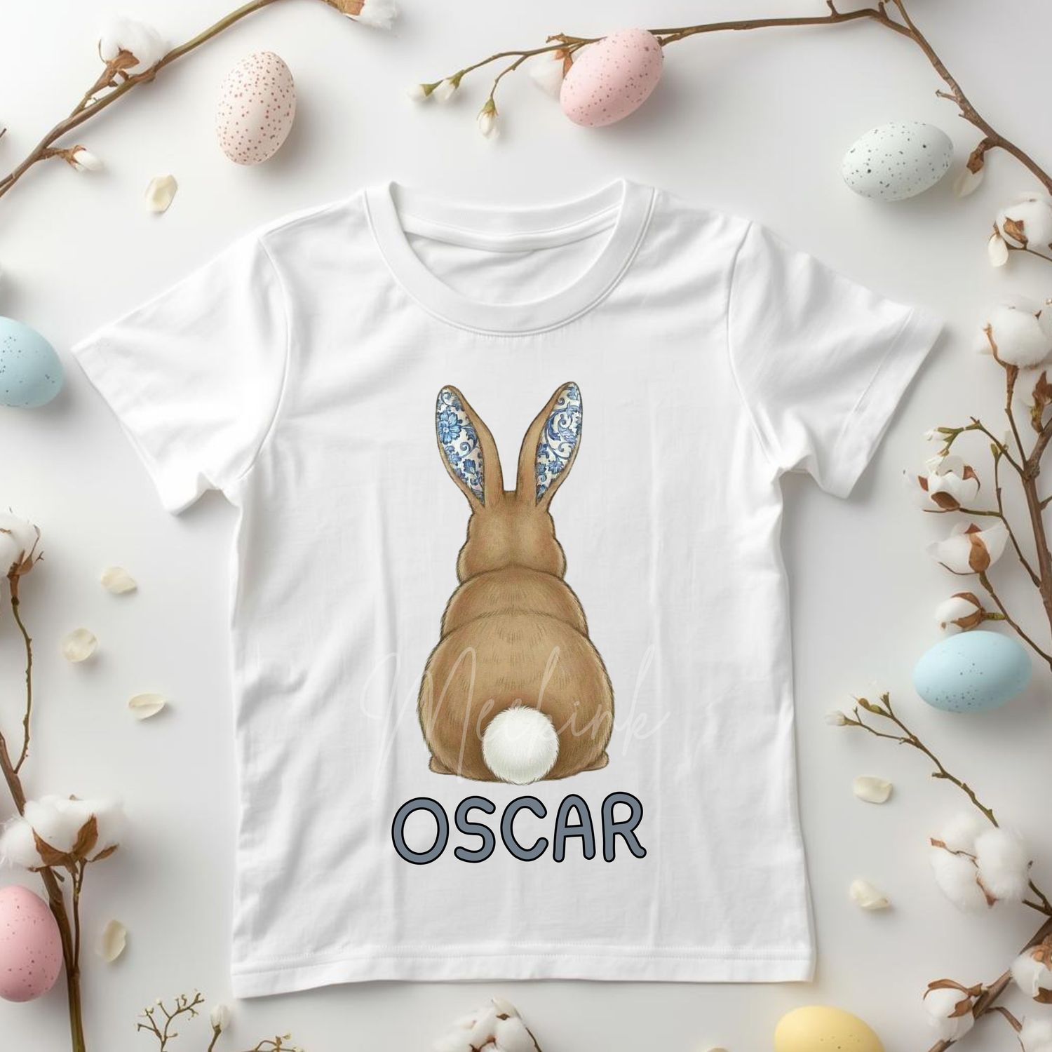 Blue Bunny Back Facing DTF or UVDTF Decal