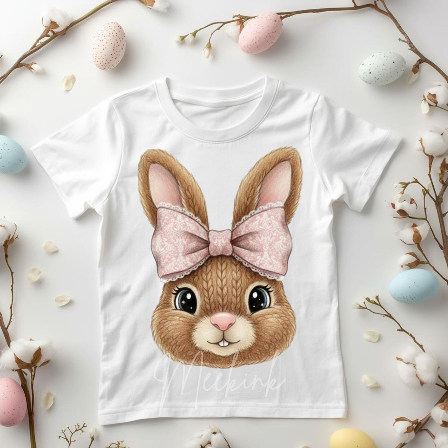 Easter Bunny Pink Bow DTF or UVDTF Decal