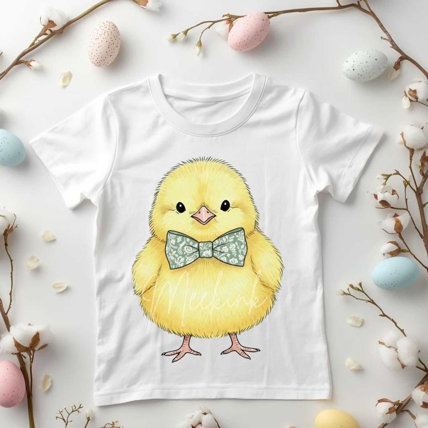 Easter Chick Sage Green Dicky Bow DTF or UVDTF Decal