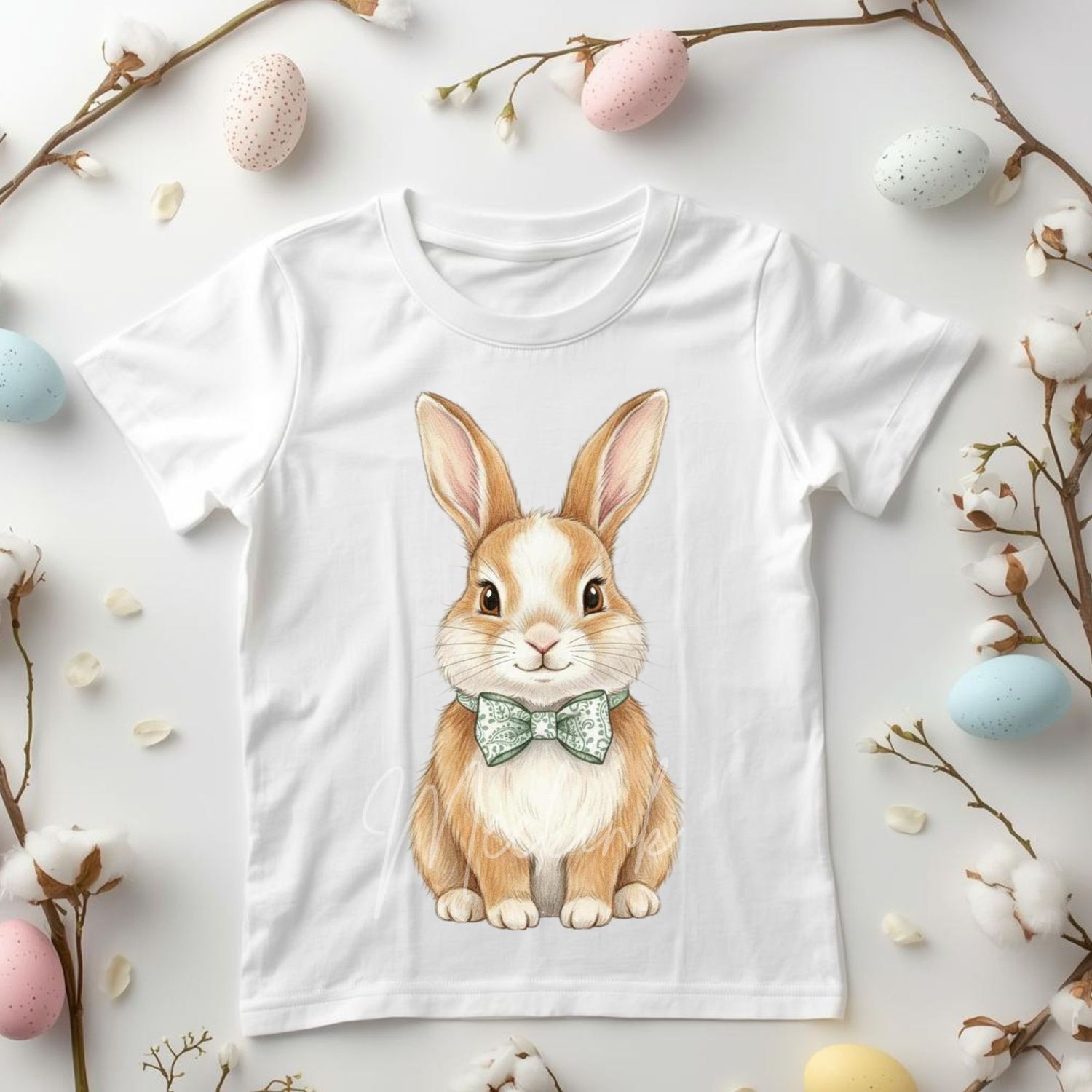 Full Body Bunny Sage Green Bow DTF or UVDTF Decal