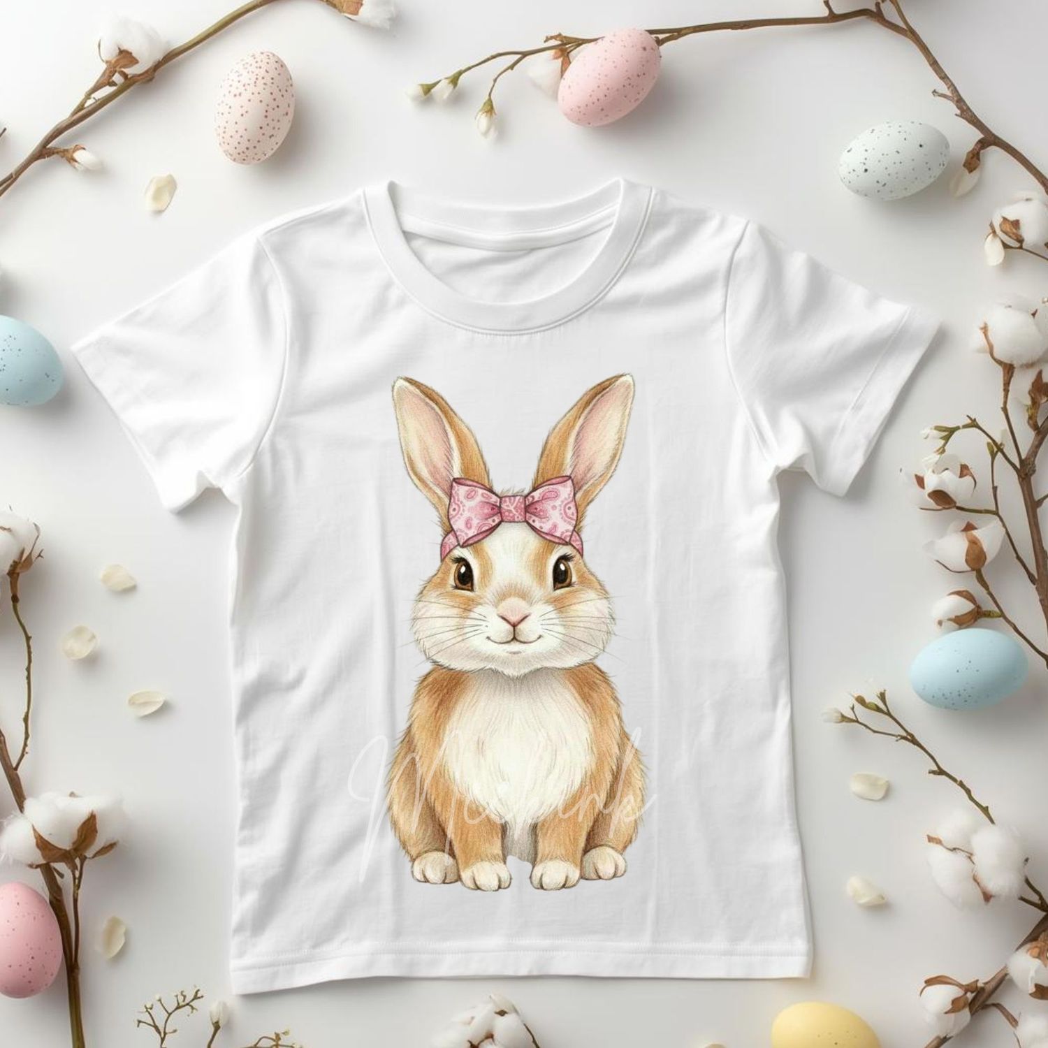 Full Body Bunny Pink Bow DTF or UVDTF Decal