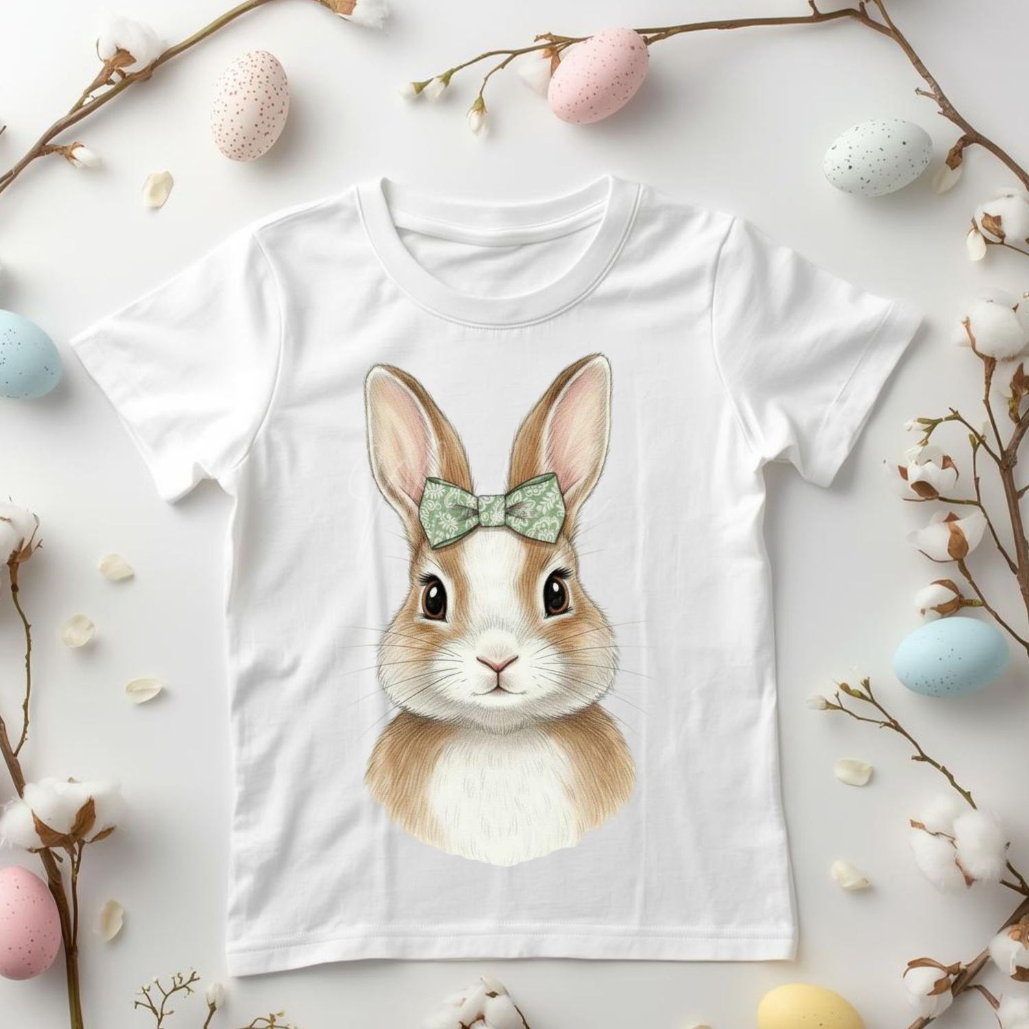 Half Body Bunny Sage Green Hair Bow DTF or UVDTF Decal