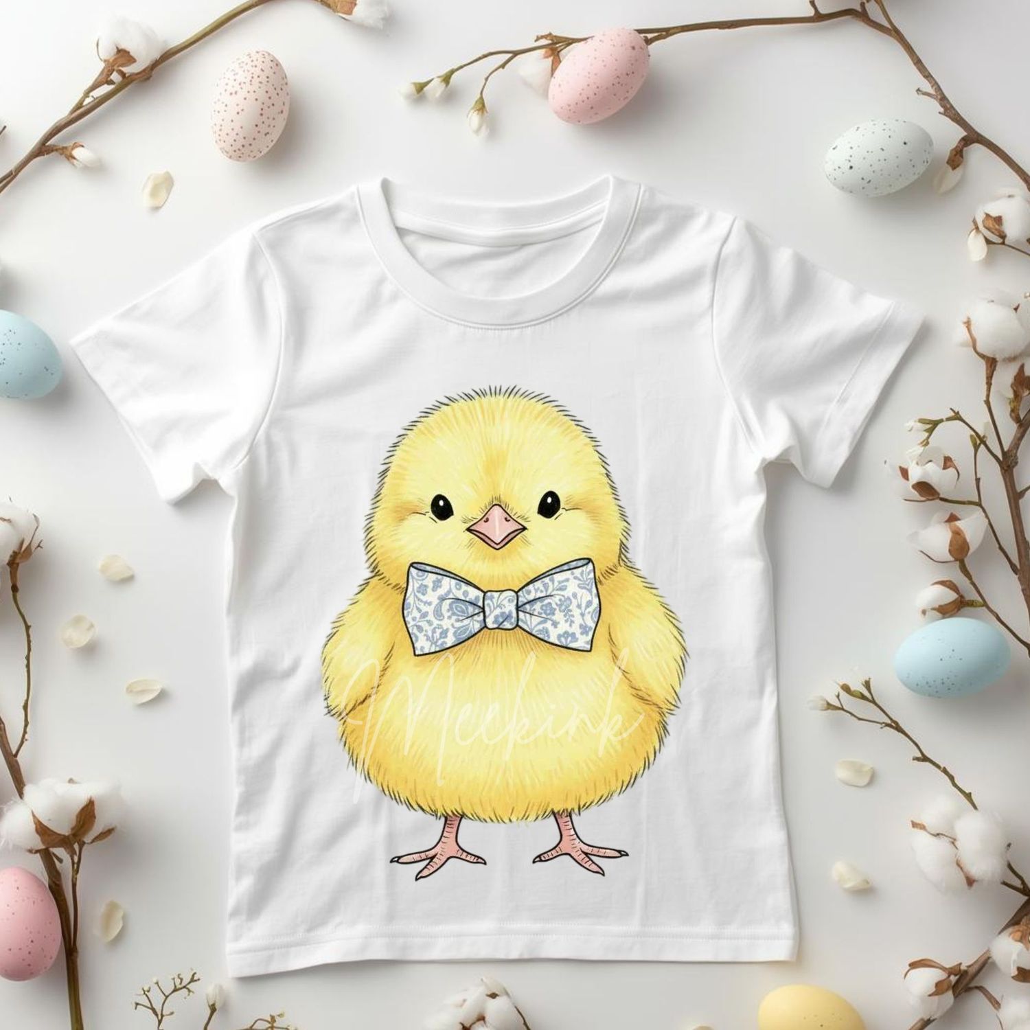 Easter Chick Blue Dicky Bow DTF or UVDTF Decal