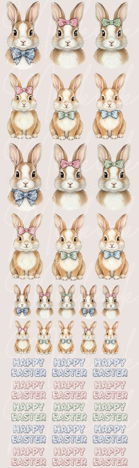 1 Meter Bunnies Easter DTF Decals
