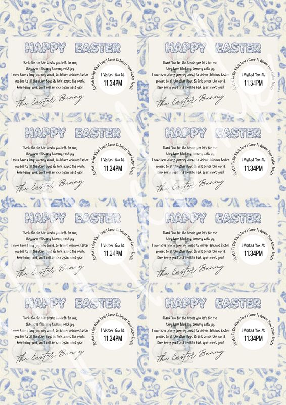 x8 Easter Scratch cards Blue