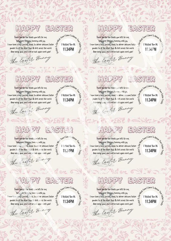 x8 Easter Scratch cards Pink