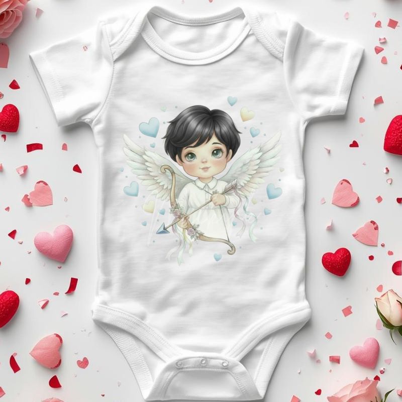 Black Hair Cherub Boy DTF or UVDTF Decal