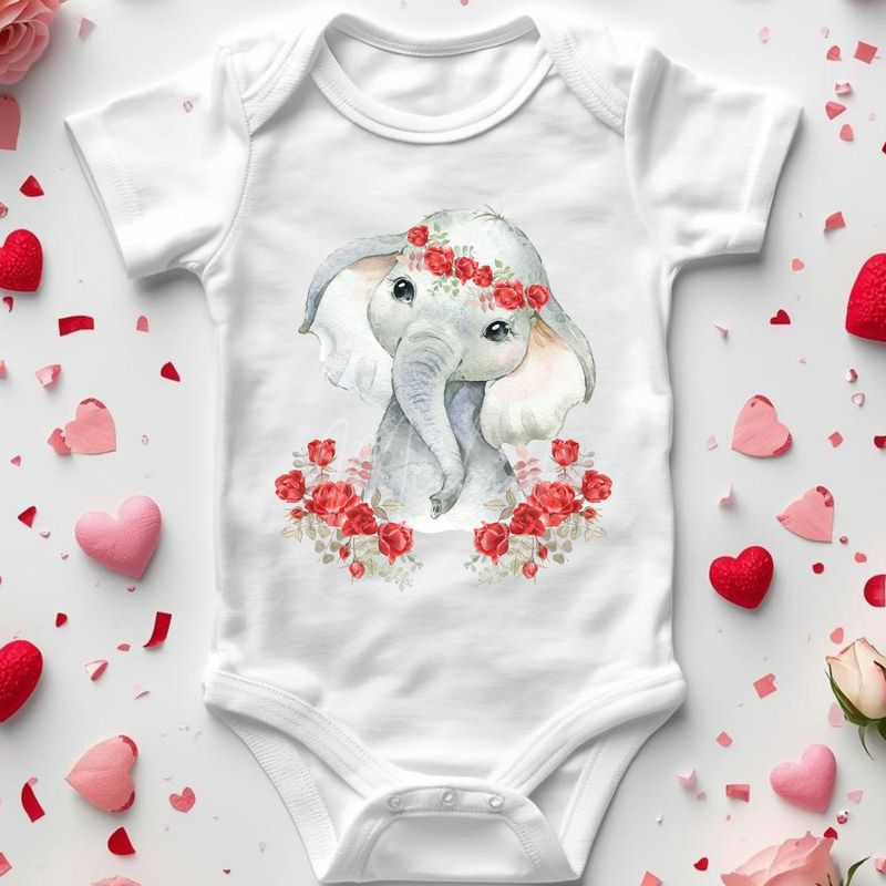 Floral Elephant Valentines DTF or UVDTF Decal