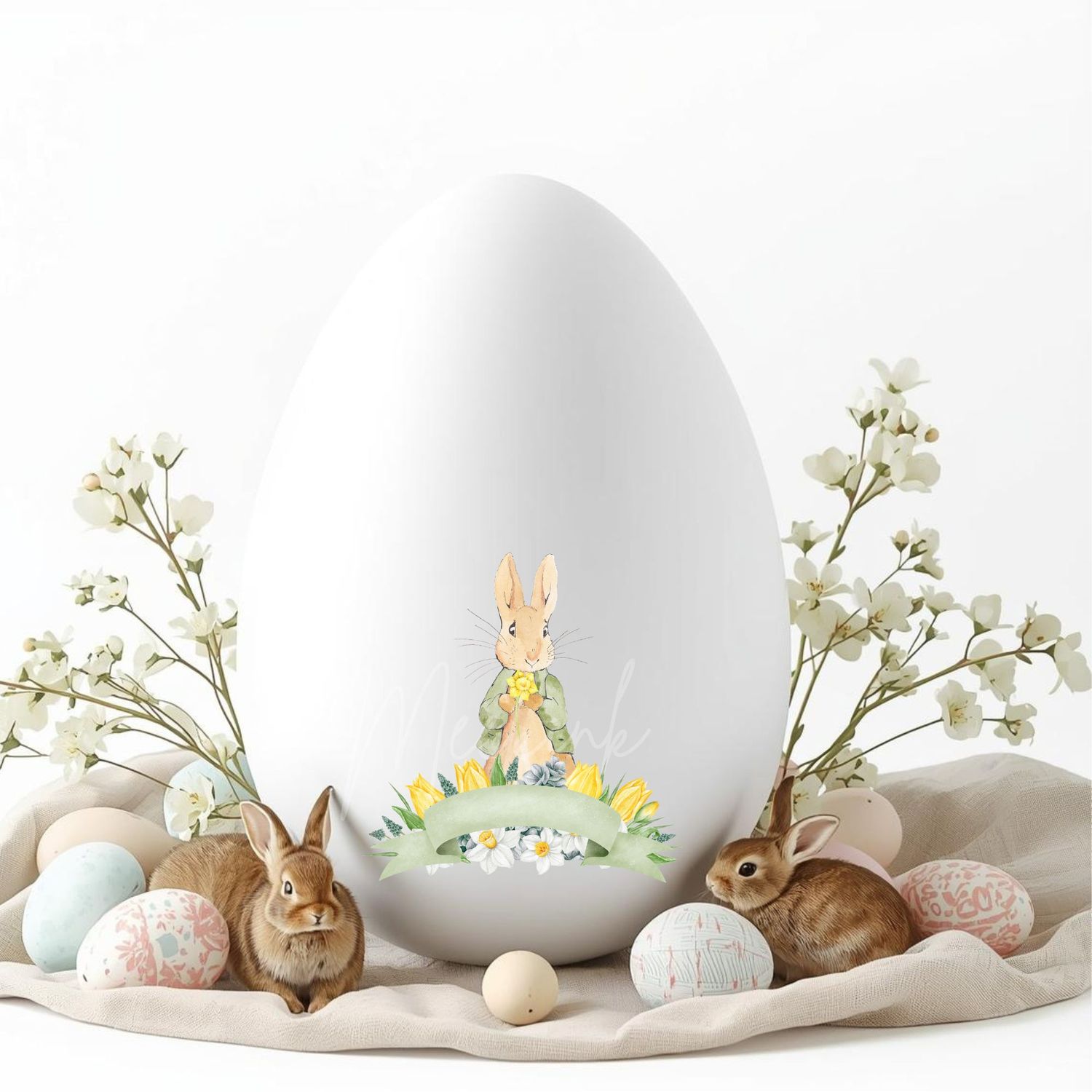 Bunny Banner Green DTF or UVDTF Decal