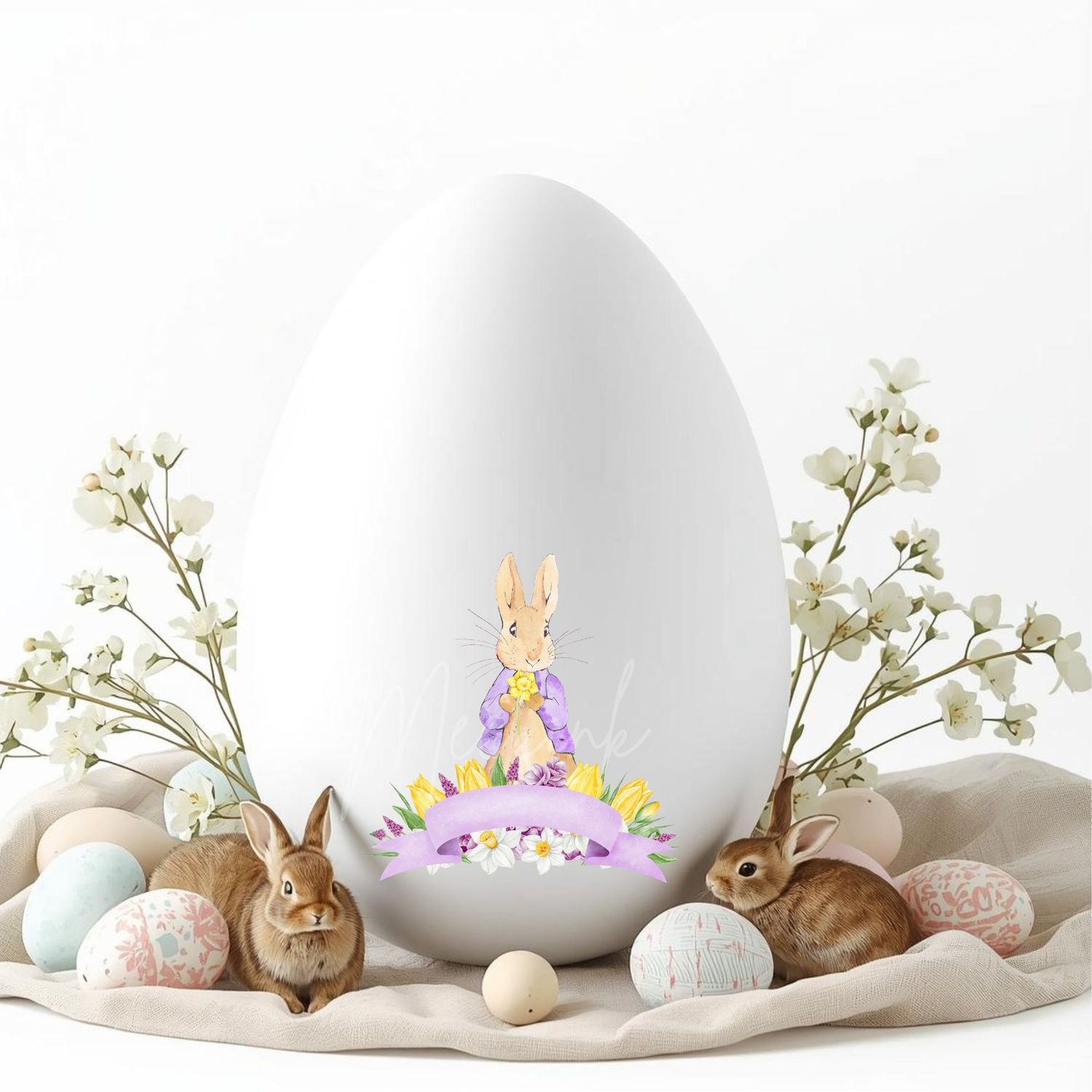 Bunny Banner Lilac DTF or UVDTF Decal