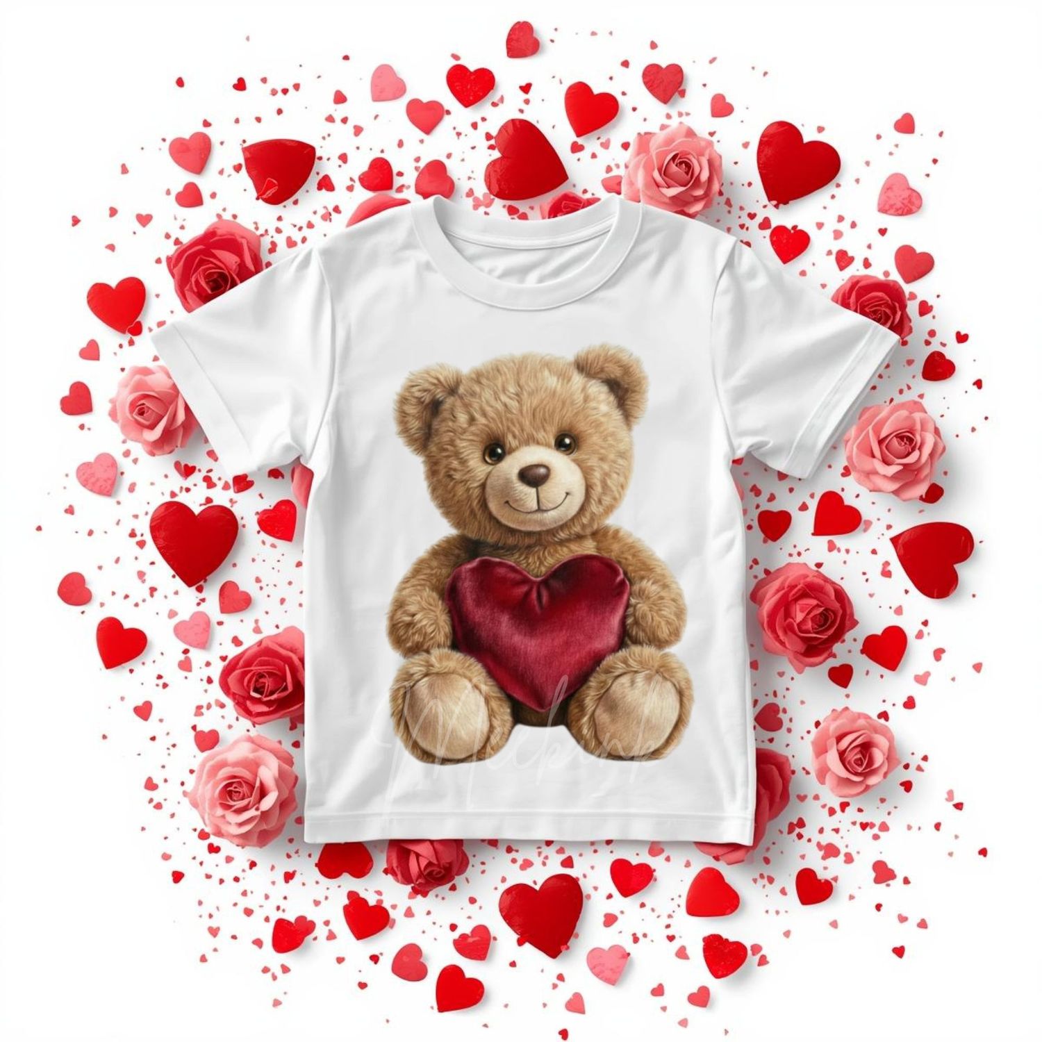 Cute Bear Red Velvet Heart DTF or UVDTF Decal