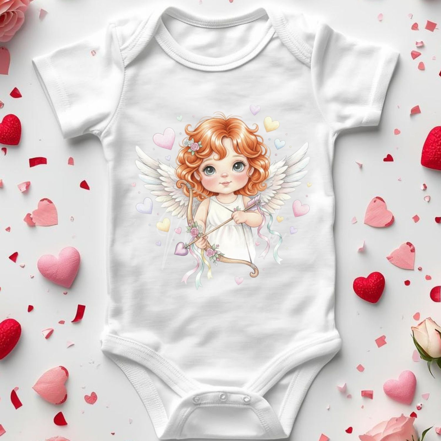 Auburn Hair Cherub Girl DTF or UVDTF Decal