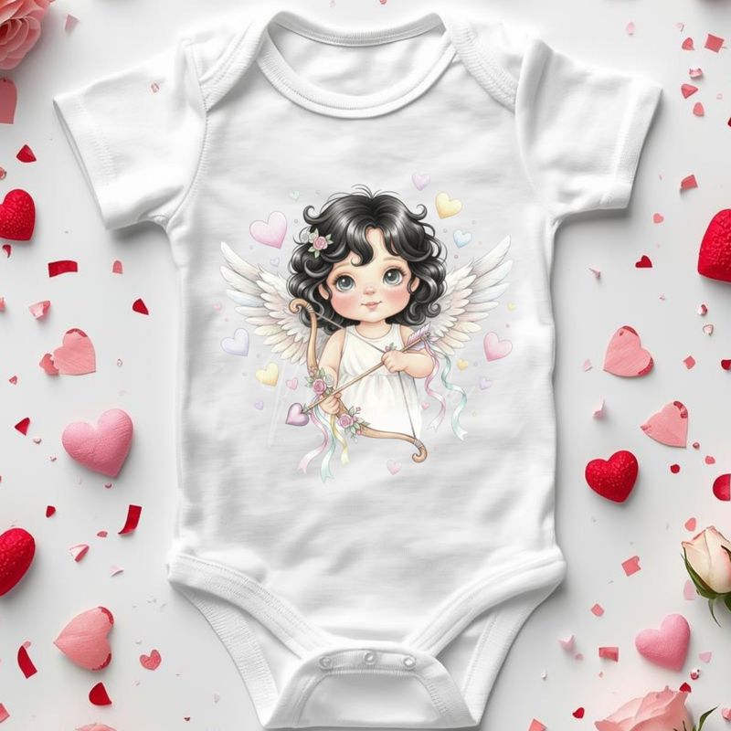 Black Hair Cherub Girl DTF or UVDTF Decal