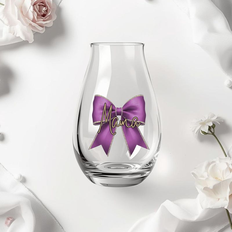 Deep Lilac Personalised Bow DTF or UVDTF Decal