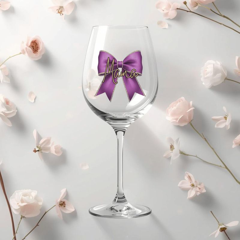 Deep Lilac Personalised Bow DTF or UVDTF Decal