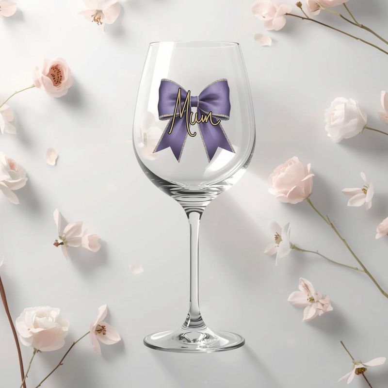 Grey Purple Personalised Bow DTF or UVDTF Decal