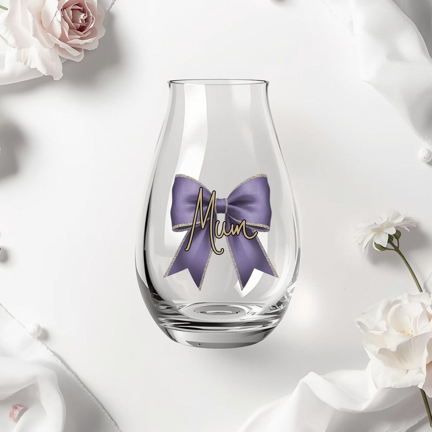 Grey Purple Personalised Bow DTF or UVDTF Decal