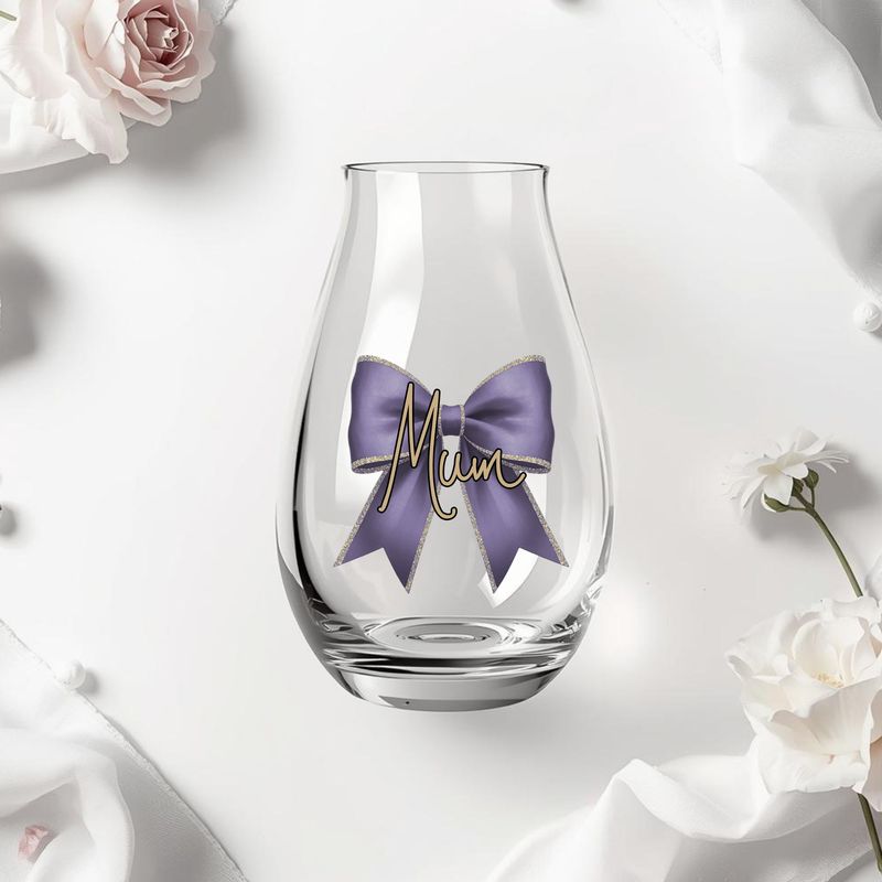 Grey Purple Personalised Bow DTF or UVDTF Decal