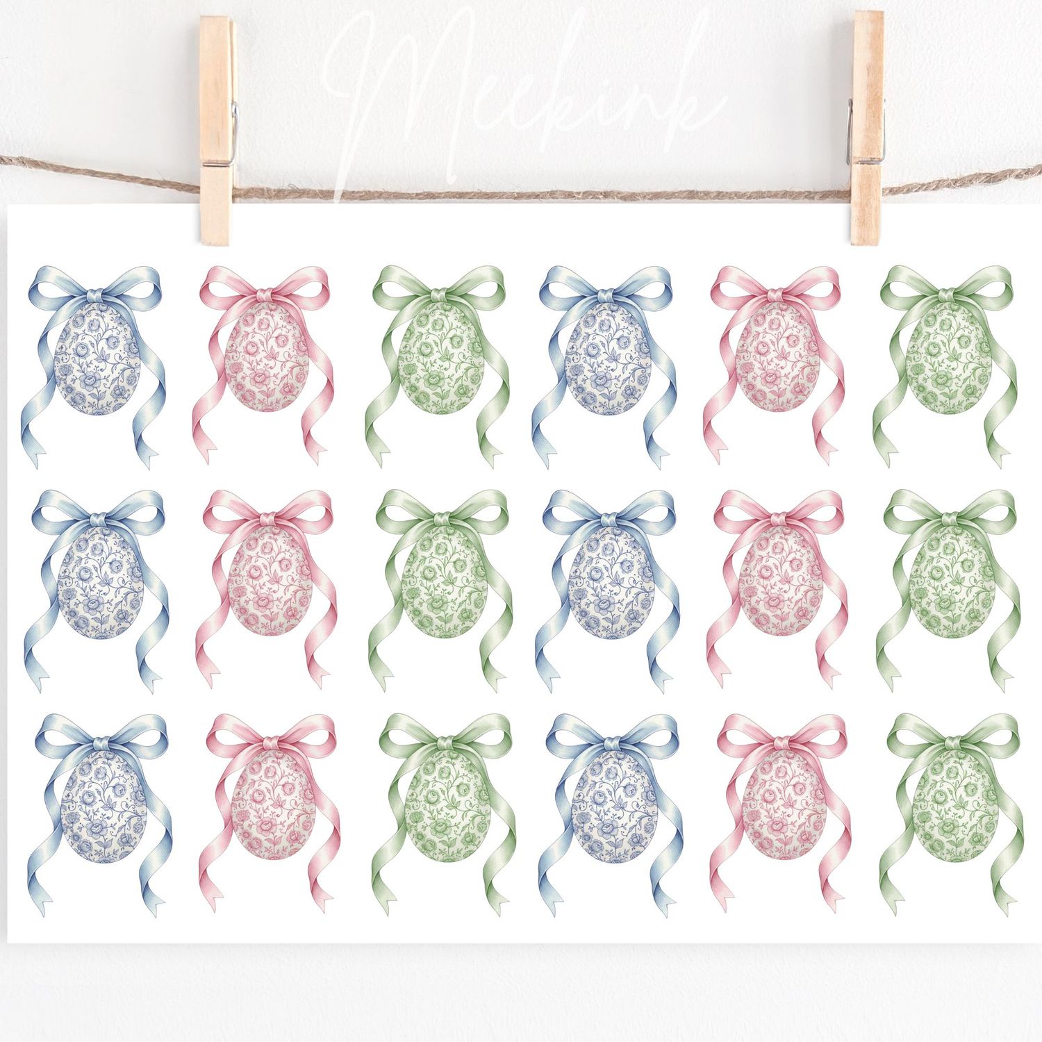 Easter Egg Bow A4 Sheet DTF or UVDTF