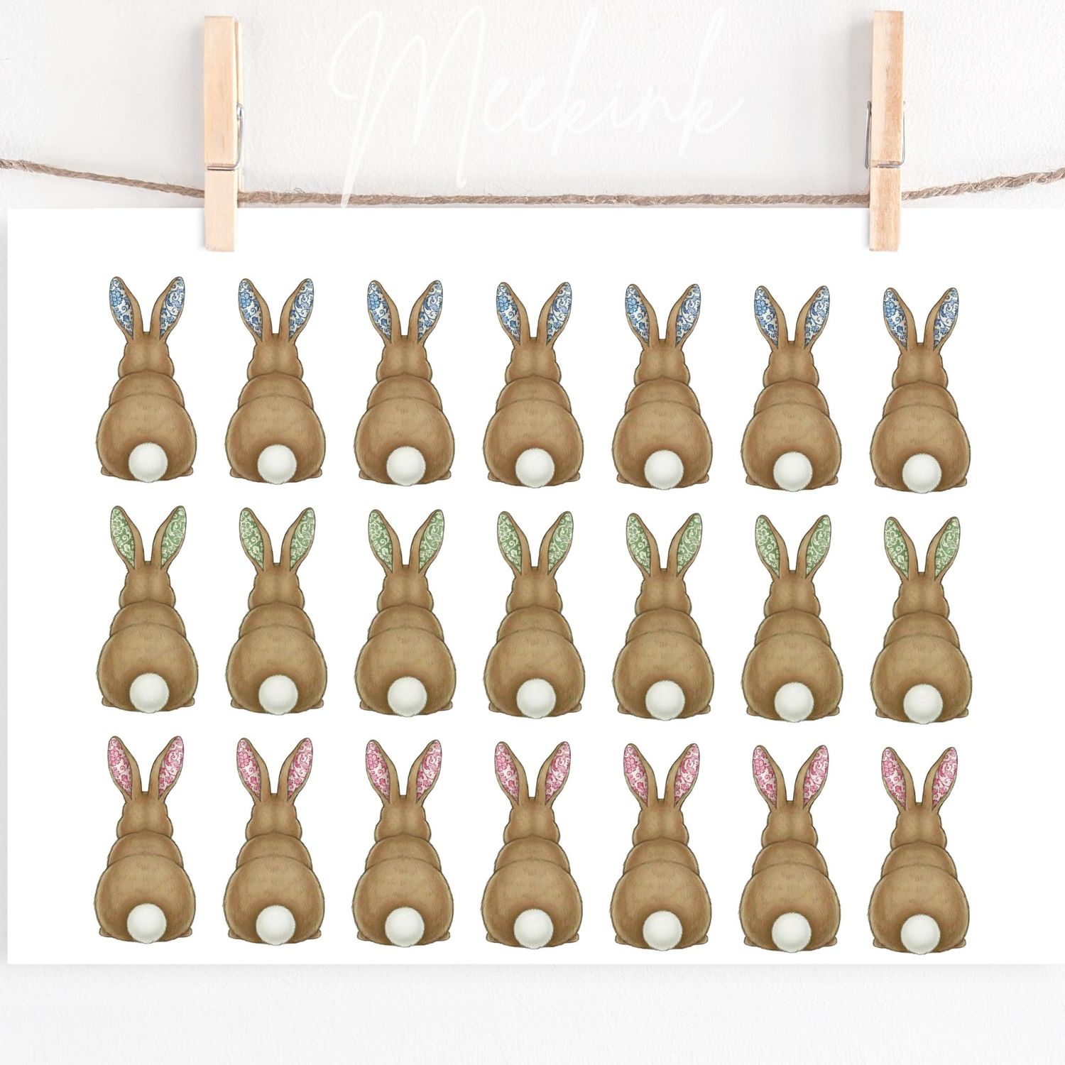 Back Facing Bunny A4 Sheet DTF or UVDTF